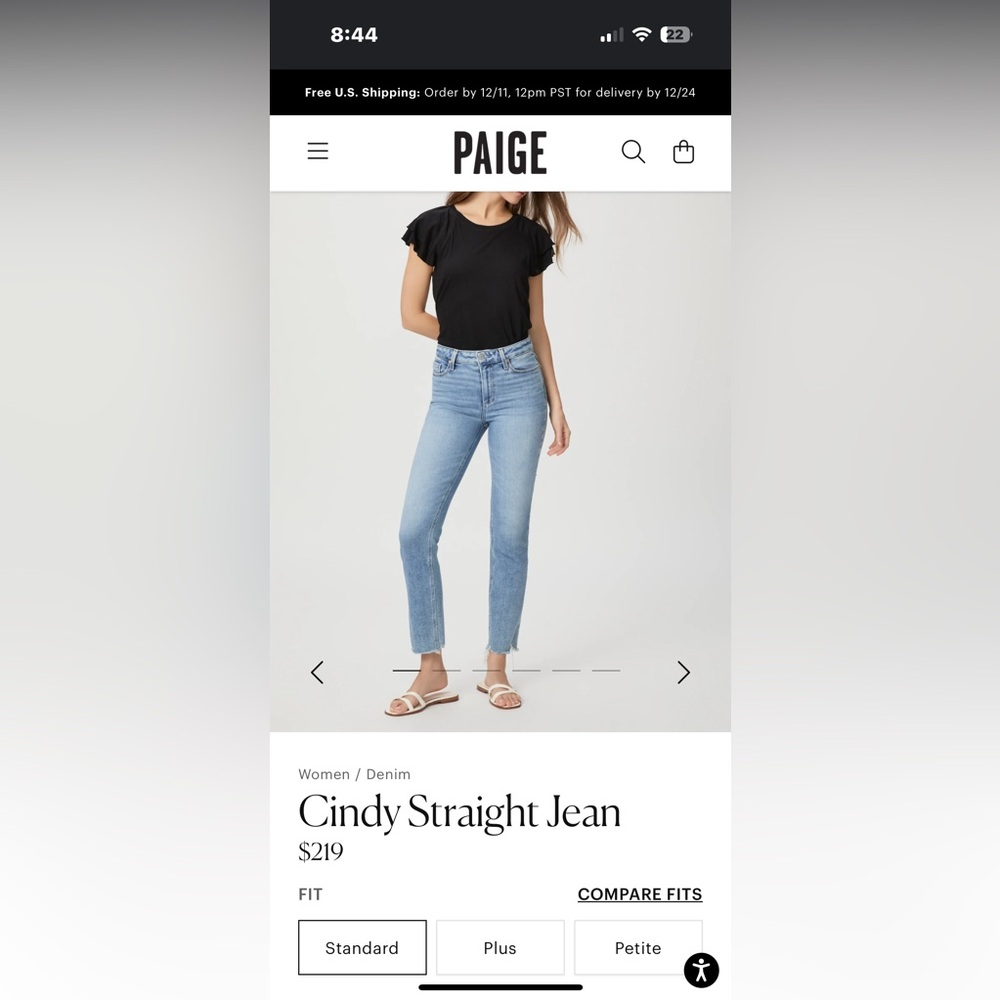 PAIGE Cindy Straight Jeans size 26